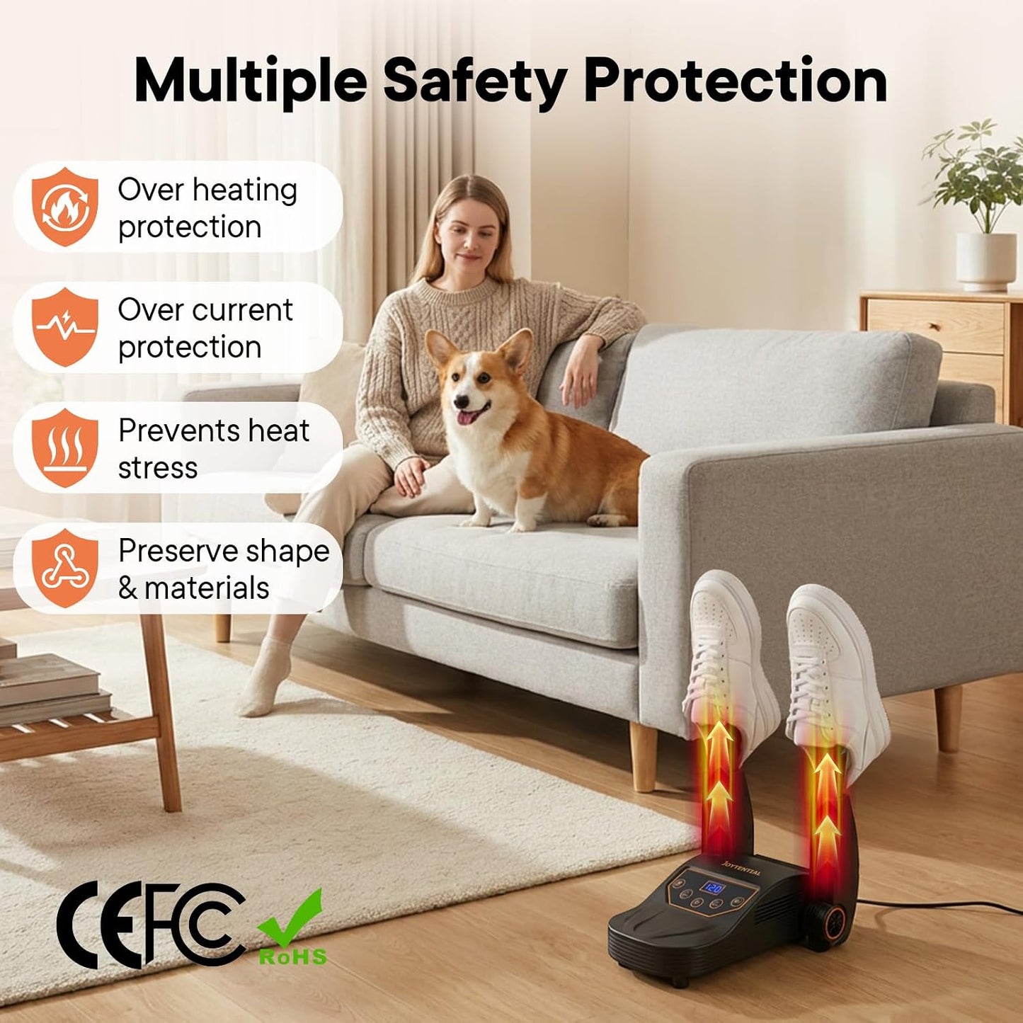 Electric Shoe Dryer, Boot Dryer with Heat Blower, Folding Retractable Dry Rack, Auto-Off Timer, Portable Dryers for Ski Boots, Sneakers, Socks, Gloves, Odor Eliminating