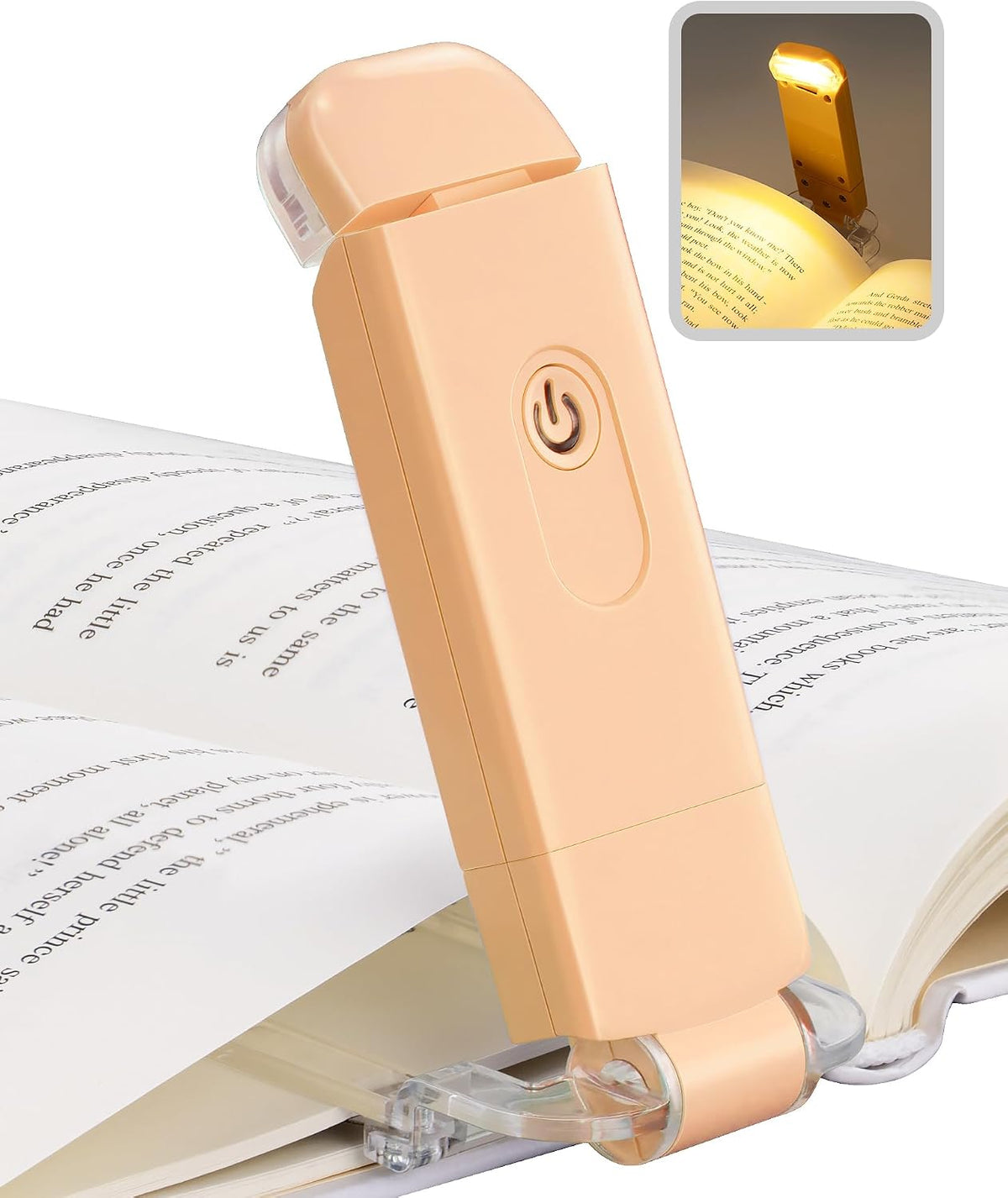 DEWENWILS Rechargeable Book Light for Reading in Bed, Warm White, Brightness Adjustable for Eye Care, LED Clip on Book Lights for Kids, Portable Bookmark Light, Yellow