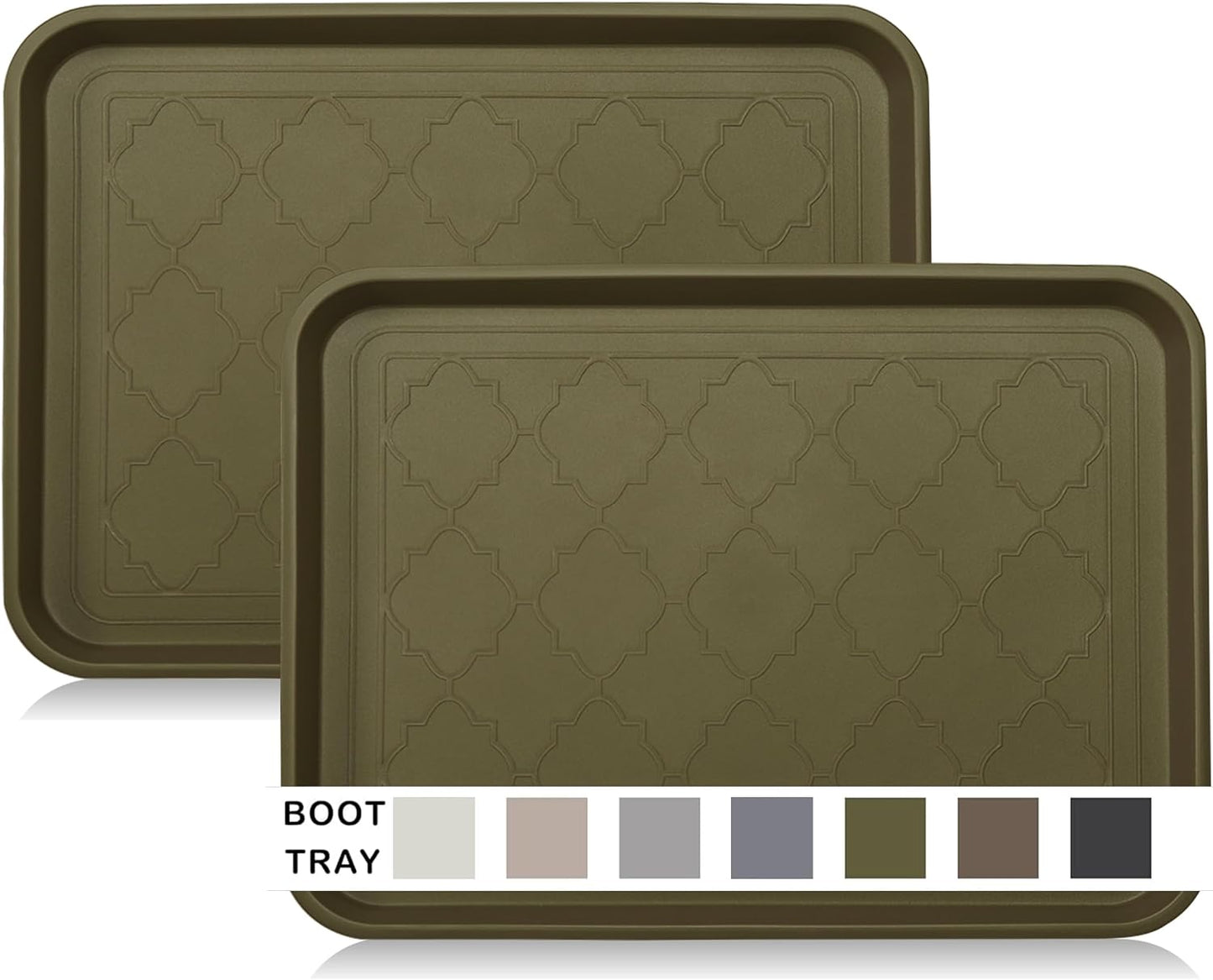 WATANIYA PET Boot Tray for Entryway Indoor, Heavy Duty Shoe Mat Tray 2 Packs, 16.7"x12.8" Waterproof Shoes Trays with Raised Edge, Outdoor Multi-Purpose Mats for Boots, Garden, Pets
