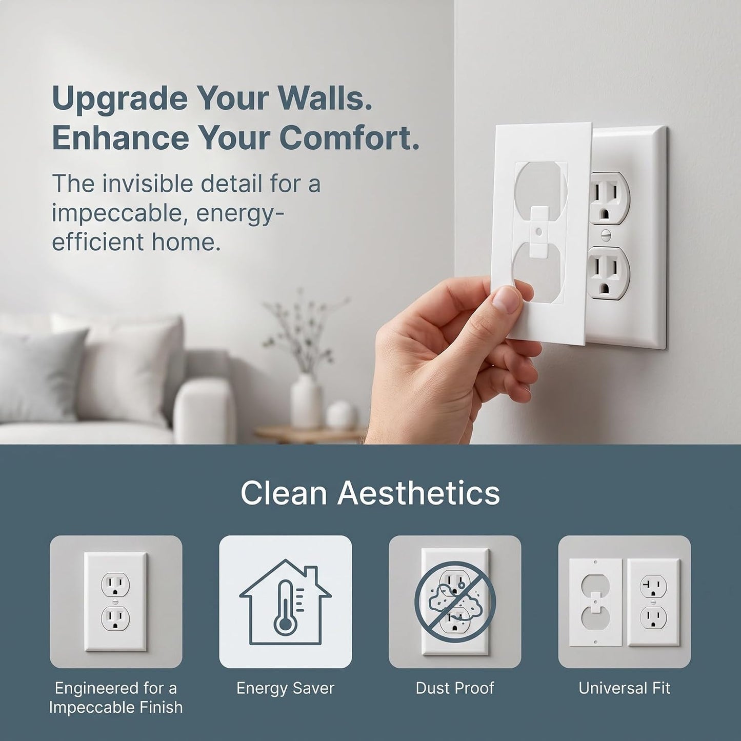 30PCS Wall Insulation Outlet Insulators Draft Sealers, Gasket | 4.25x2.48'', Electrical Outlet Insulation Pads, EVA Foam Gasket for Wall, Light, Switch Socket Cover