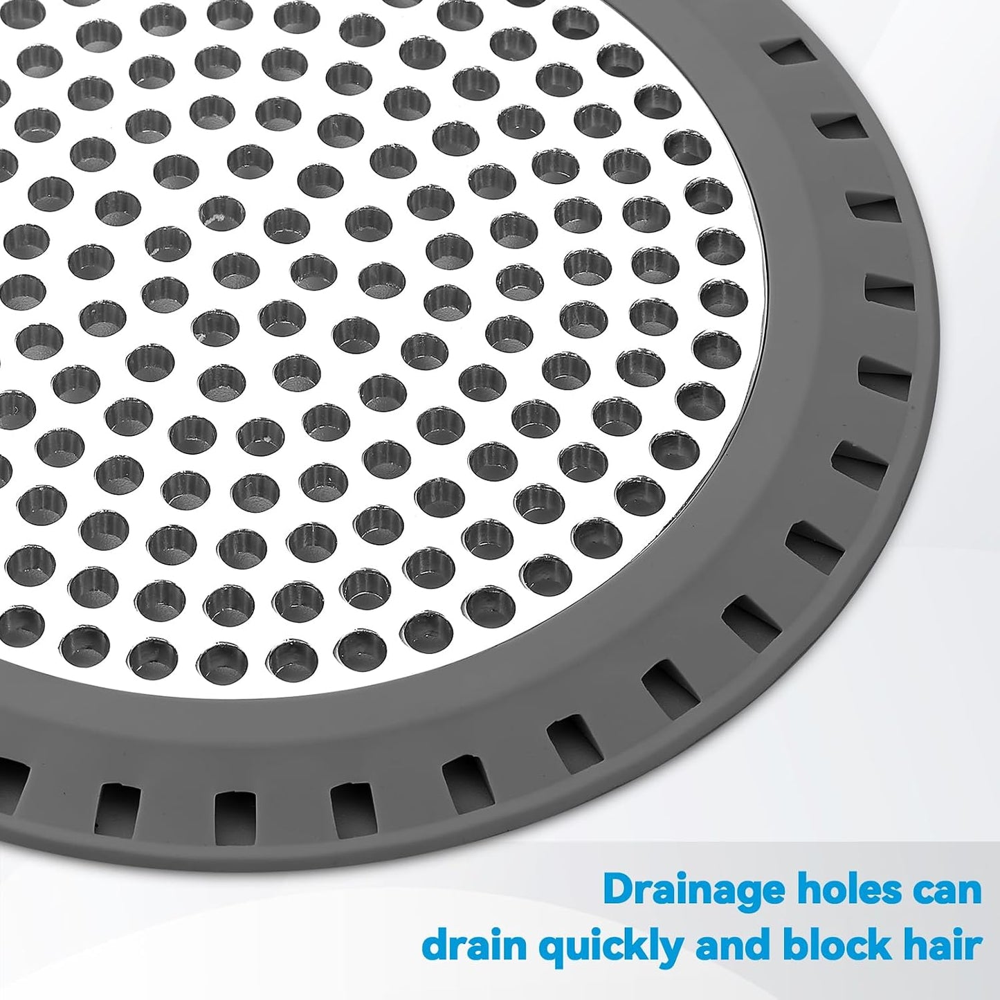 Shower Drain Hair Catcher,Aluvor Shower Drain Cover Bathtub Drain Strainer | Weighted Metal Hair Trap Stopper Sink Protector Filter Bathroom Flat Strainer Stopper (Silver gray)