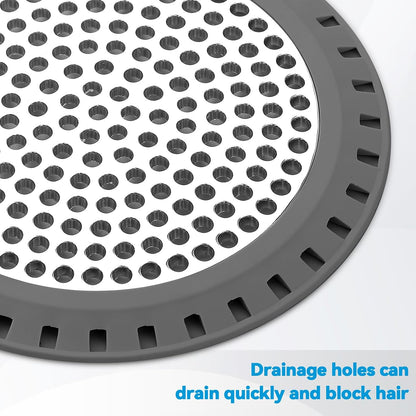 Shower Drain Hair Catcher,Aluvor Shower Drain Cover Bathtub Drain Strainer | Weighted Metal Hair Trap Stopper Sink Protector Filter Bathroom Flat Strainer Stopper (Silver gray)