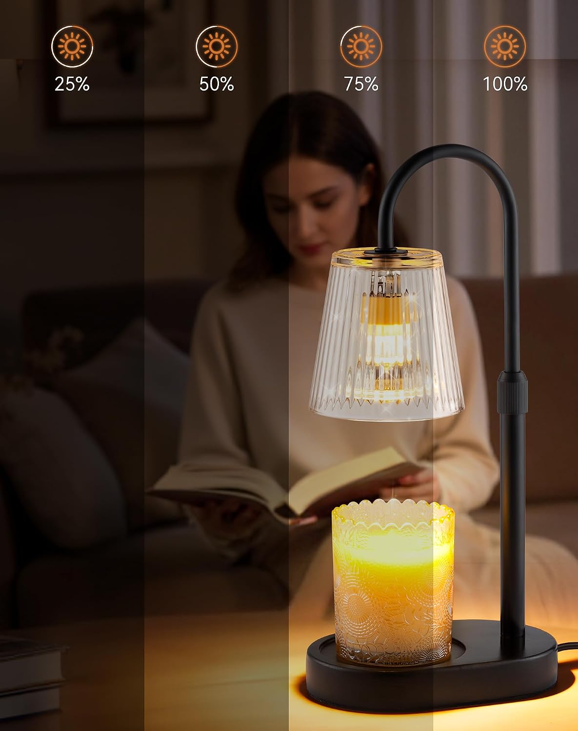 Adjustable Candle Warmer Lamp with Timer - Electric Light Wax Warming