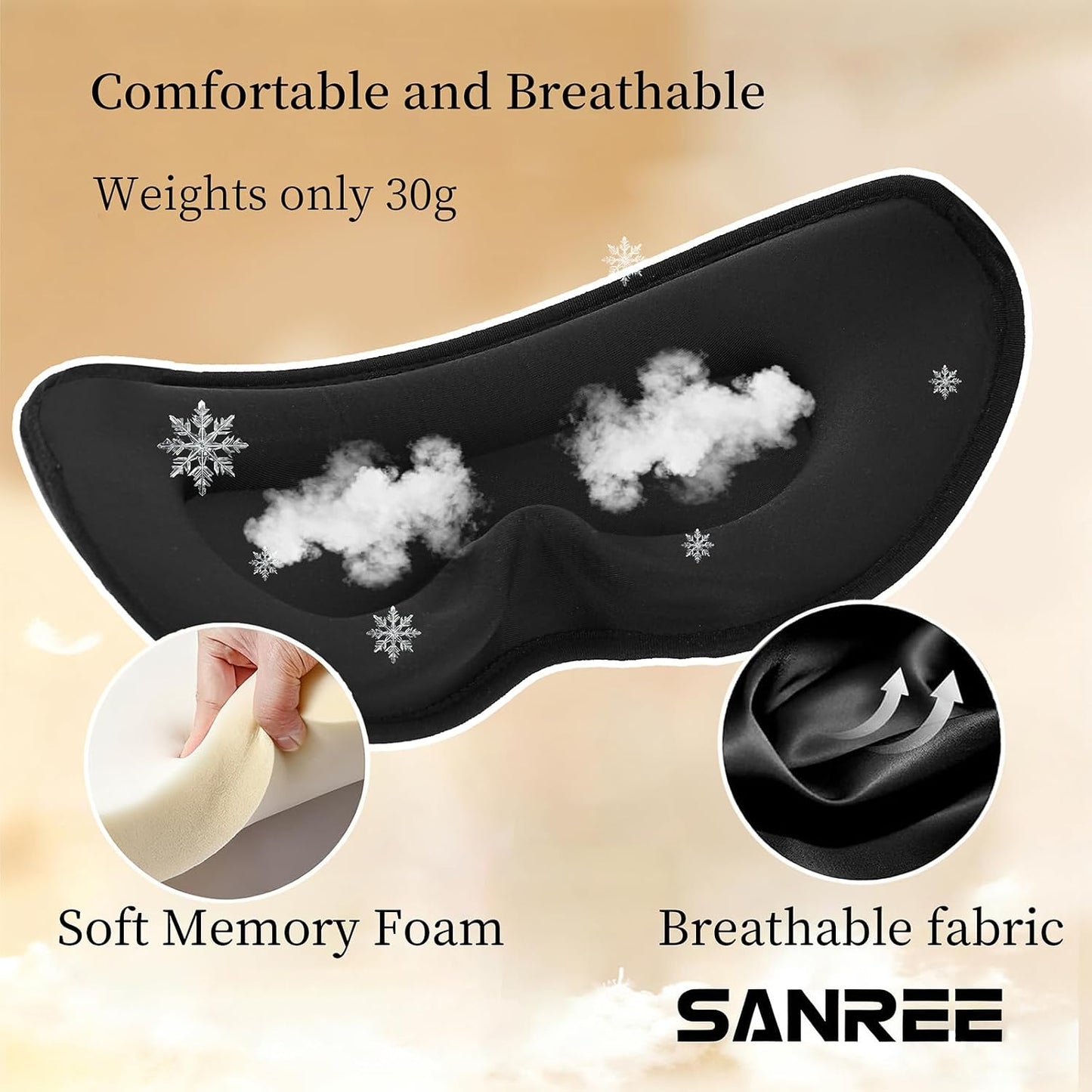 Sleep Mask for Side Sleeper Women Men,Blackout Eye Masks for Sleep,3D Contoured Sleeping Mask,Breathable Adjustable Eye Cover Blindfold with lash Extensions for Trave,Nap,Night Work,Black