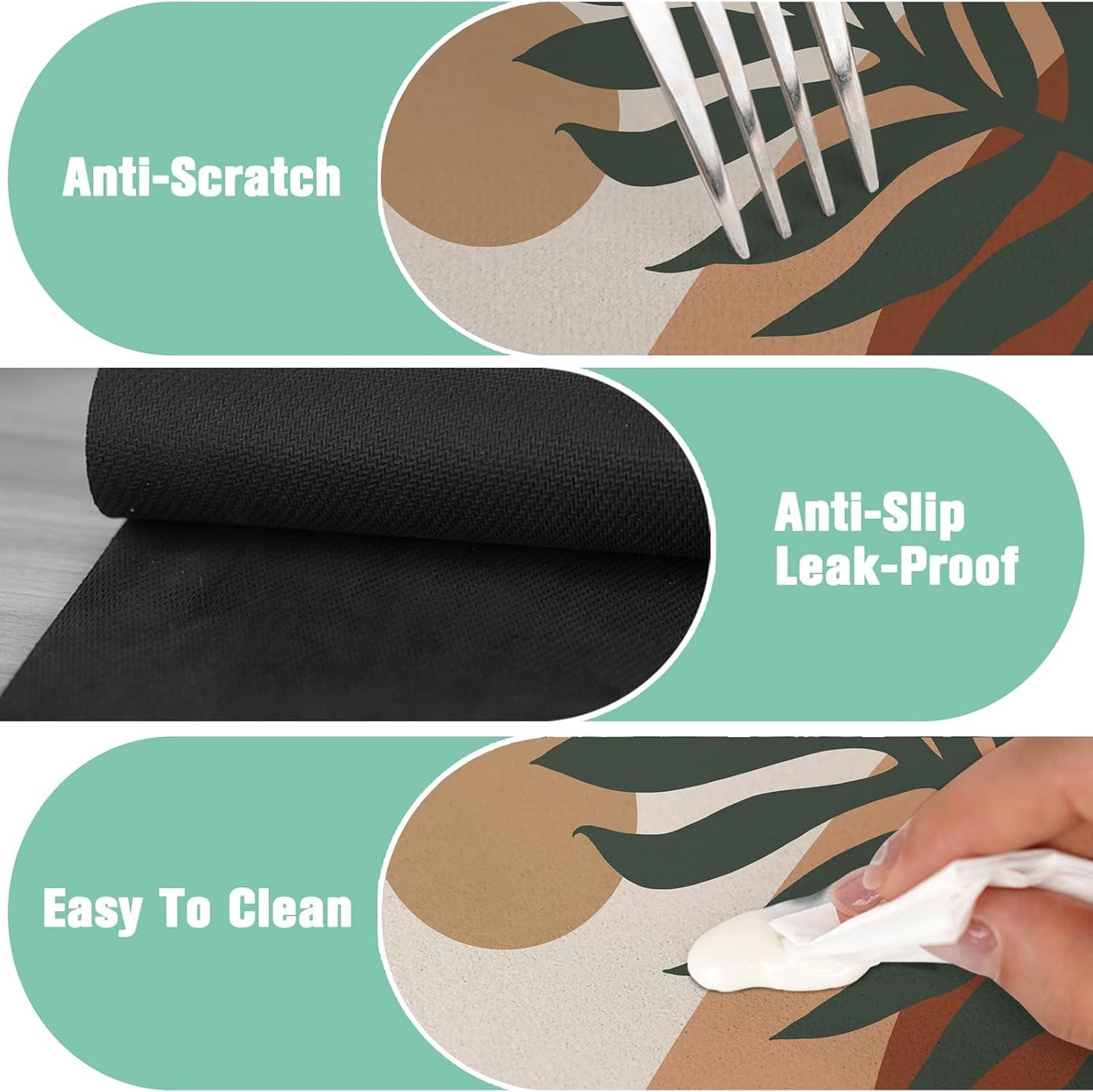Kitchen Sink Splash Guard Faucet Mat 24" X 5.5" Tropical Leavesl Absorbent Fast Drying Mat Faucet Draining Mat Sink Splash Guard Behind Faucet Drip Catcher for Kitchen Bathroom