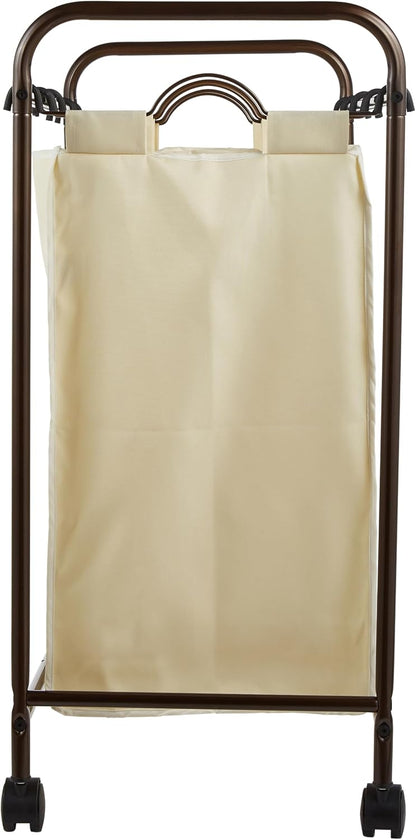 Household Essentials 7173 Rolling Quad Laundry Sorter with Removable Hamper Bags | Antique Bronze Frame