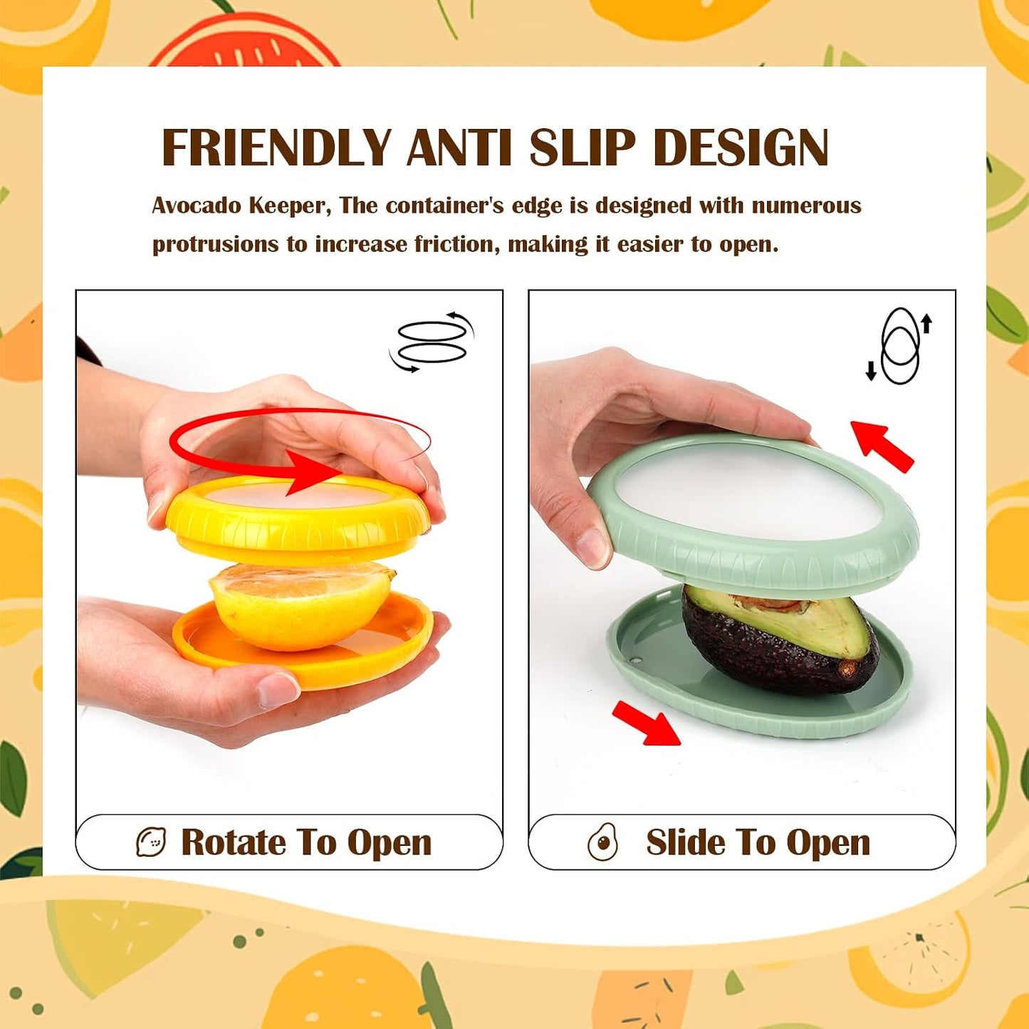 T-Raputa Avocado Saver and Tomato Holder - Set of 4 | Reusable Storage Containers,for half an avocado For Fridge, Ideal for Garlic, Onions, Lemons, and Potatoes