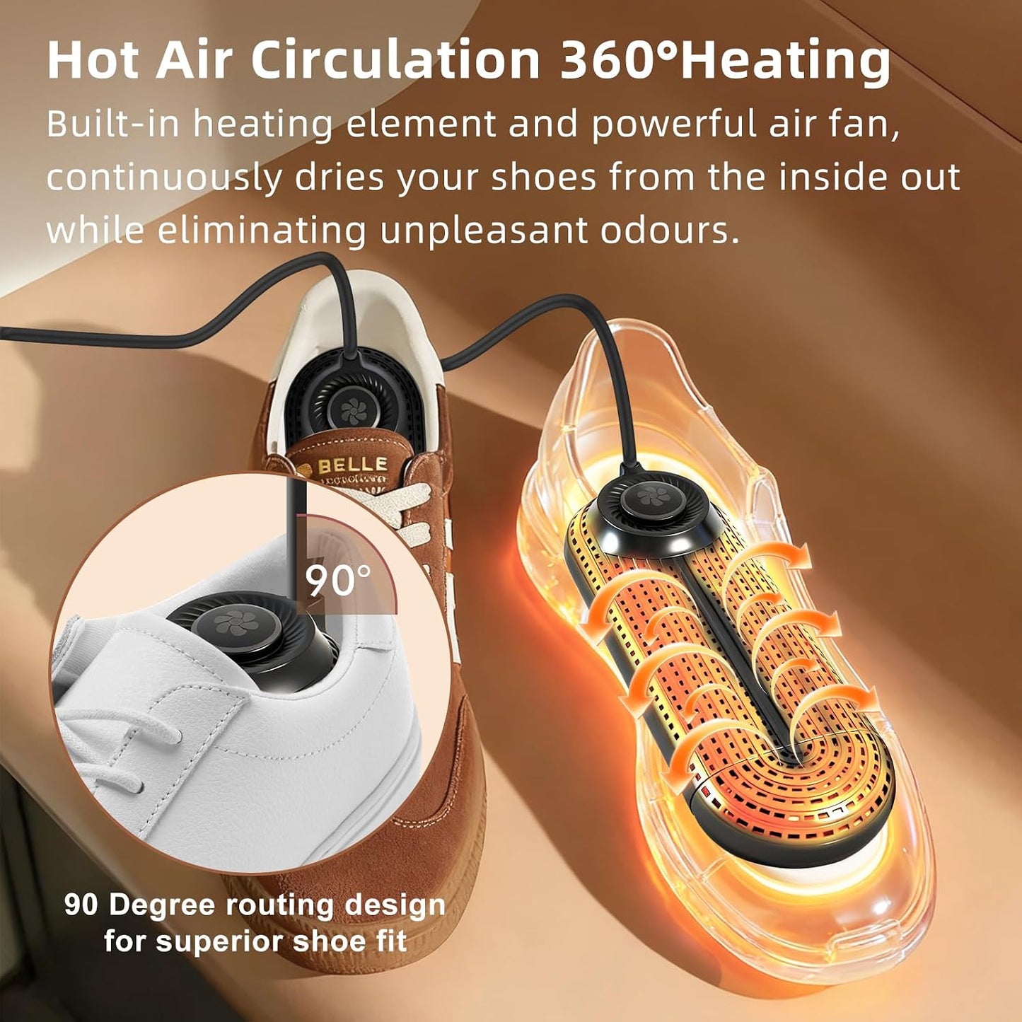 Electric Shoe Dryer, Footwear Dryers with 3/6/9 Hours Timer, Built-in Airflow Fan, Portable Dryers for Sneakers