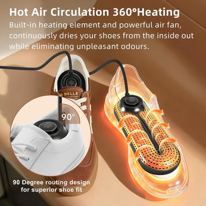 Electric Shoe Dryer, Footwear Dryers with 3/6/9 Hours Timer, Built-in Airflow Fan, Portable Dryers for Sneakers