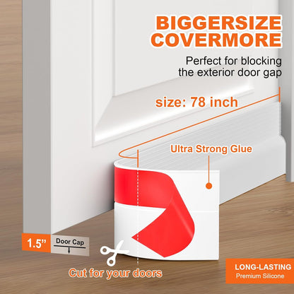 Door Draft Stopper, Door Sweep for Bottom of Door, Weather Stripping Door Seal Gap Filler Bottom Blocker Soundproofing Cold Air Insulation Save Energy Install Quickly Easily (Black, 39‘’)