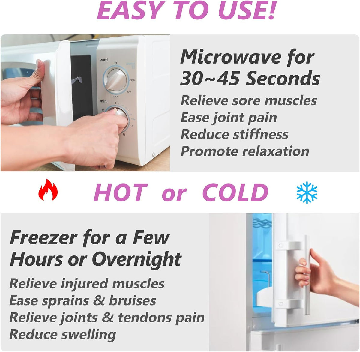 RelaxCoo Heating pad Microwavable with Washable Cover 6 * 12" Microwave Moist Heat Pad for Neck Shoulder, Cramps, Back Pain Relief, Warm Compress Rice Bean Bag Hot Pack for Muscles, Joints, Lavender