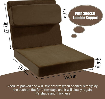 HOMBYS Recliner Seat Cushion with Lumbar Support Pillow and Adjustable Headrest, Medium Firm Foam Filling Chair Pad and Back Support, Non-Slip Design for Comfort and Pressure Reduce, Black