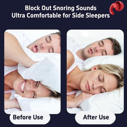 Noise Cancelling Ear Plugs Sleep 50dB NRR Side Sleep Small Ear | ultra soft silicone, reusable one-piece design, 4 sizes included, portable case