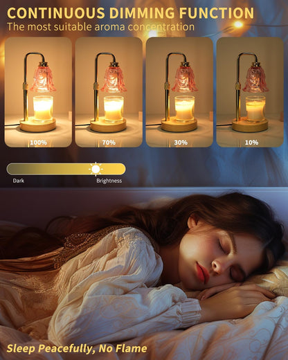SupBri Candle Warmer Lamp with Timer & 4Bulbs, Pink Flower Glass Shdae