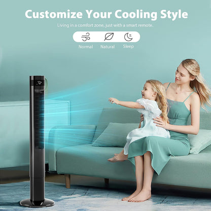 Antarctic Star Tower Fan 85°Oscillating Fan Quiet Cooling 12H Timer Remote Control Bladeless Electric 3 Speeds Wind 3 Modes, 42INCH, PINK