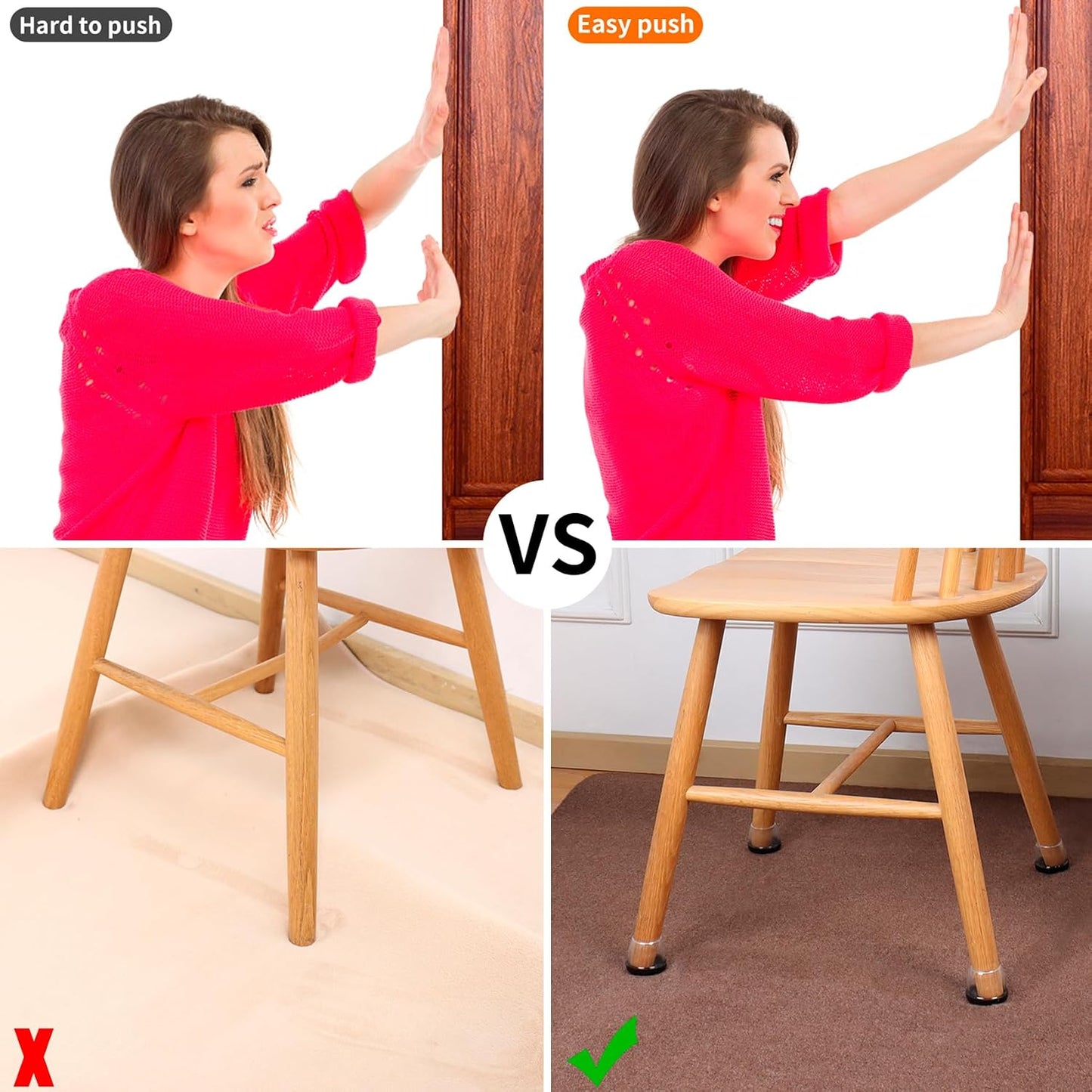 Chair Sliders for Carpet, 16PCS Furniture Sliders for Carpeted Floors & Hardwood Floors, Round Chair Glide Pads for Quickly and Easily Moving Furniture, Protect Floor(Clear, Fit 0.75"-1.1") | Chair Glides for Carpet & Hardwood Floor, Furniture Slides