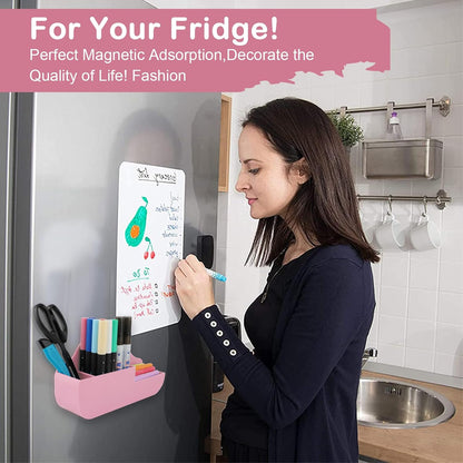 KITANIS Magnetic Pen Holder,2 Pack Magnetic Dry Erase Marker Holder with Generous Compartments,Strong Magnet Storage Marker Pen Pencil Organizer for Refrigerator,Whiteboard,Locker Accessories