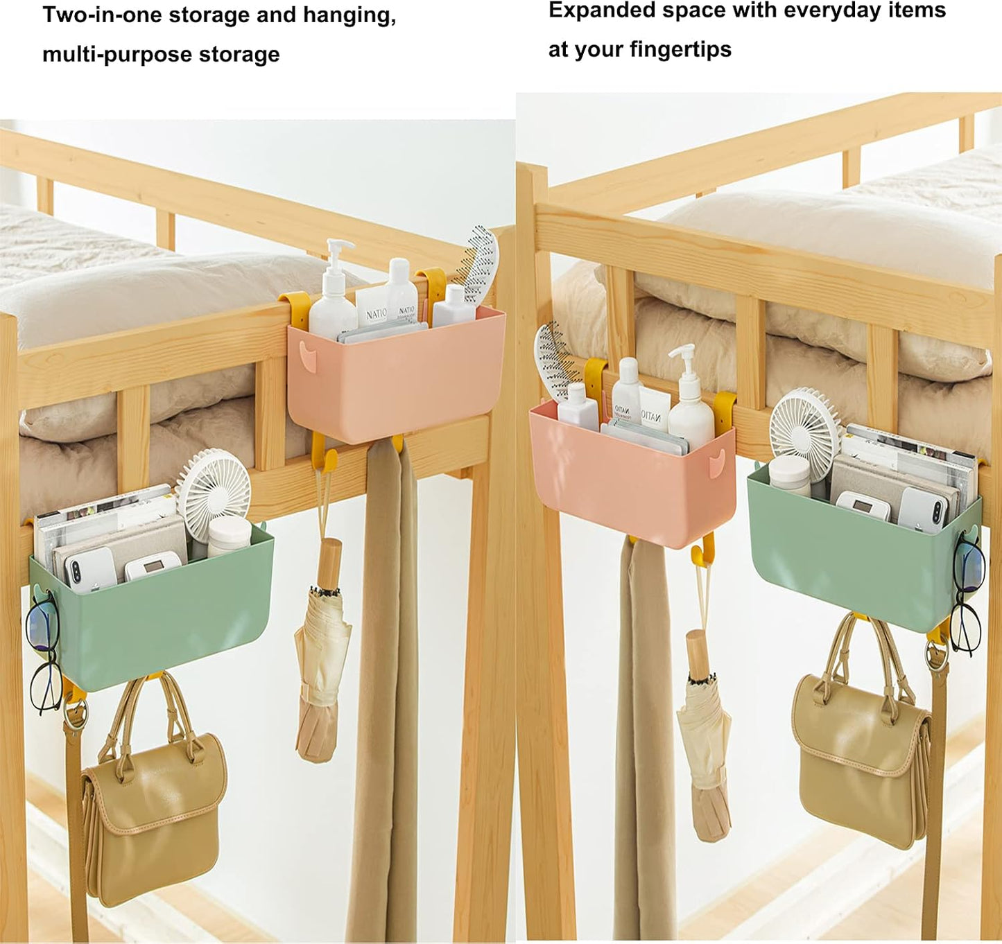 Bedside Organizer Storage Caddy Hanging as Bunk Bed Storage Accessories Handrail Multi Pockets for Dorm Bunk Bed Shelf