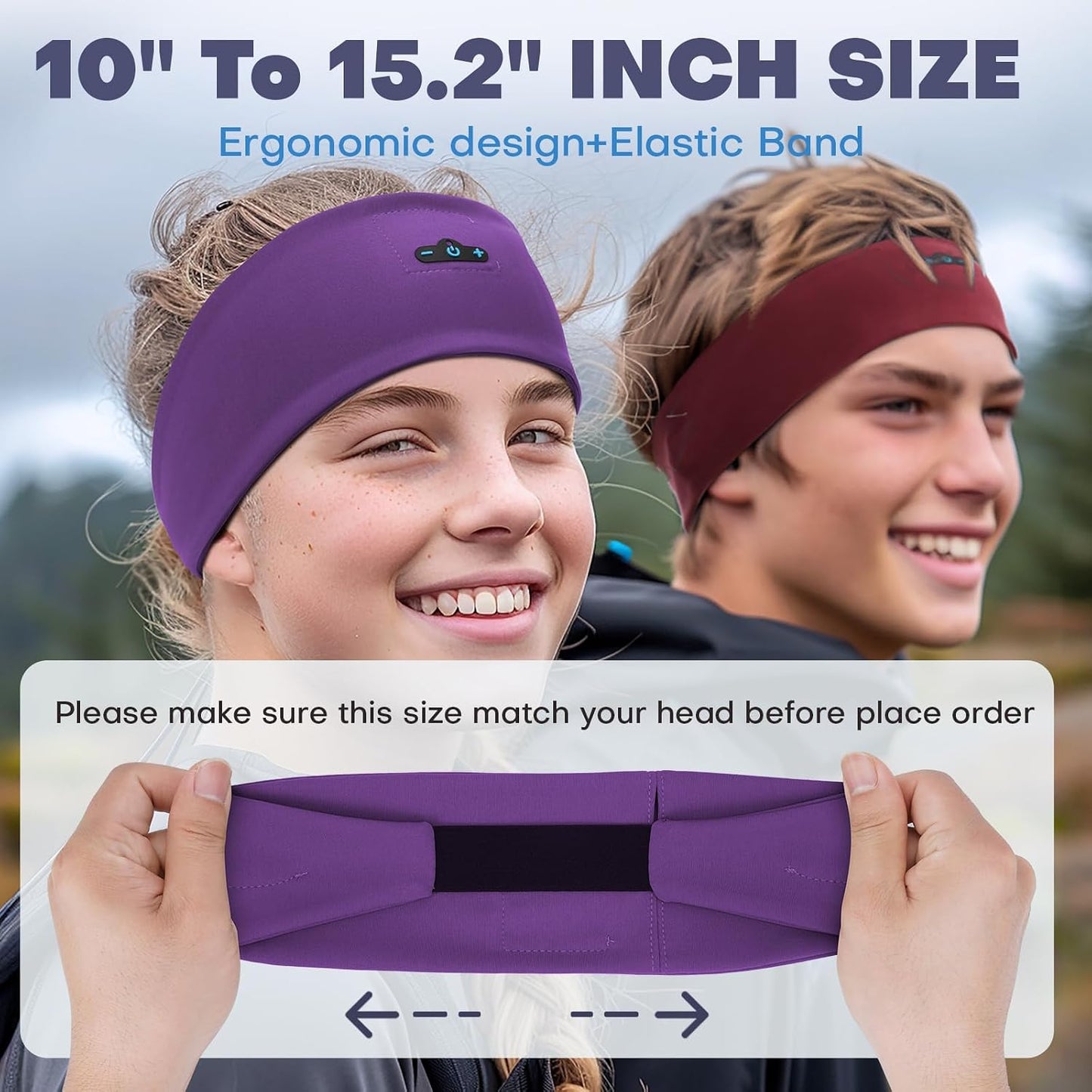 Sleep Headphones Bluetooth Headband for Side Sleeper 2-Pack, 17H Playtime, Wireless Headband Headphones with HD Stereo Speakers for Workout,Running,Yoga, Ideal Gifts for Men, Women, Teens