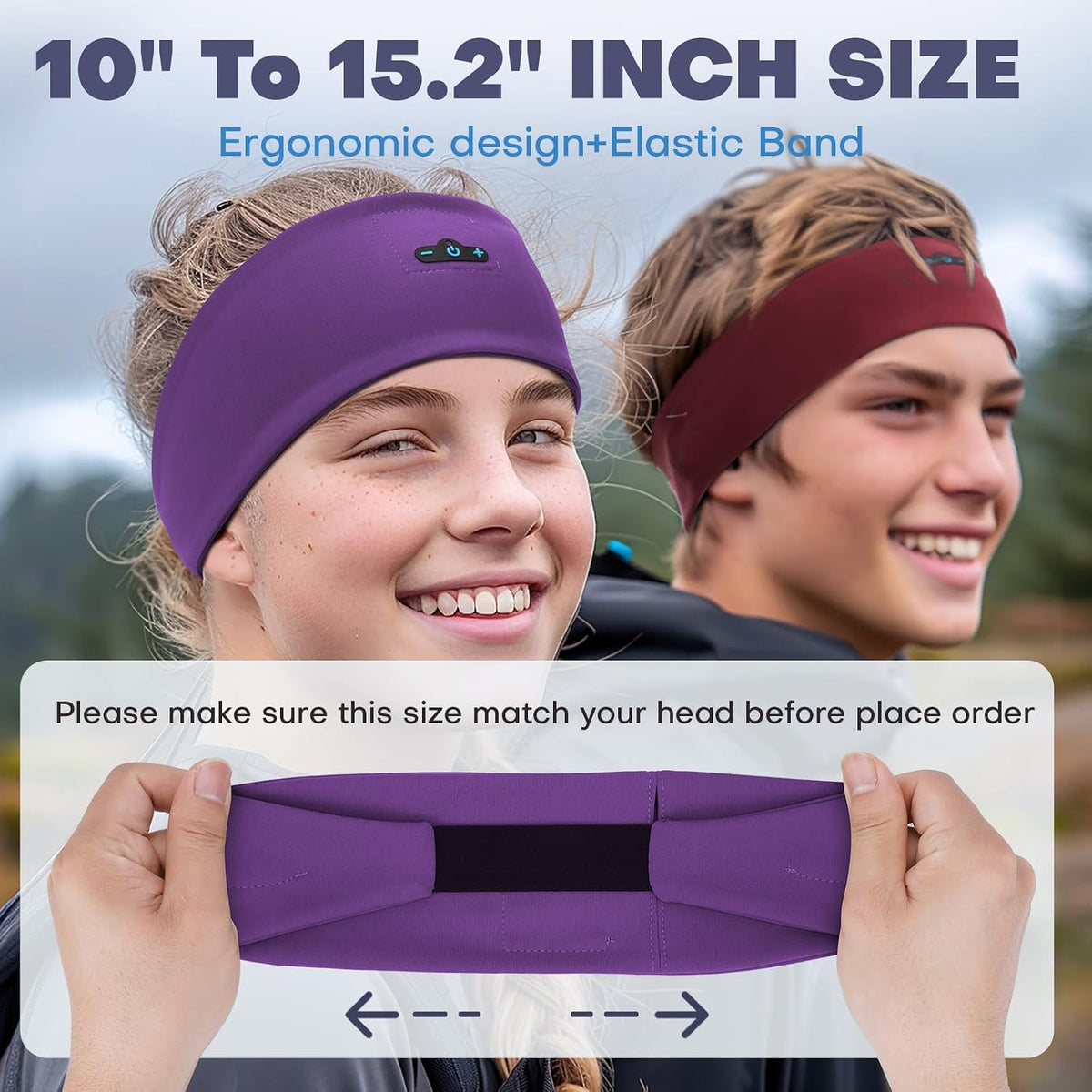 Sleep Headphones Bluetooth Headband for Side Sleeper 2-Pack, 17H Playtime, Wireless Headband Headphones with HD Stereo Speakers for Workout,Running,Yoga, Ideal Gifts for Men, Women, Teens