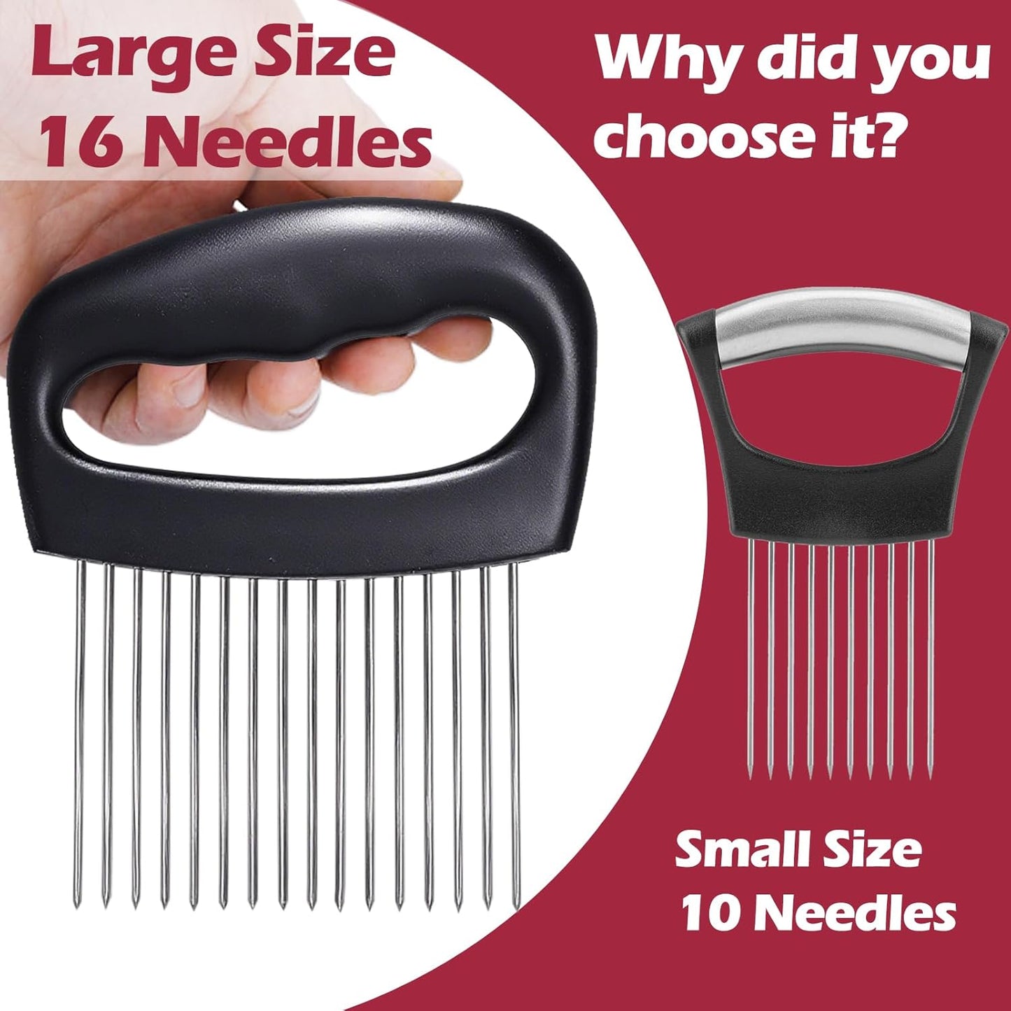 JAYVAR Extra-Large Onion Holder for Slicing, 304 Stainless Steel | 14 Long Needles, Onions Cutter Vegetable Chopper, Tomato Cutter Slicer, Kitchen Gadgets for Evenly Slicing