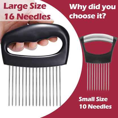 JAYVAR Extra-Large Onion Holder for Slicing, 304 Stainless Steel | 14 Long Needles, Onions Cutter Vegetable Chopper, Tomato Cutter Slicer, Kitchen Gadgets for Evenly Slicing