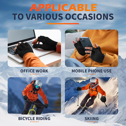 Heated Gloves for Men Women, Rechargeable Detachable Full & Half Hands Heated Glove Fingerless Electric Heating Gloves Hand Warmer for Work, Hunting, Skiing, Outdoor Work