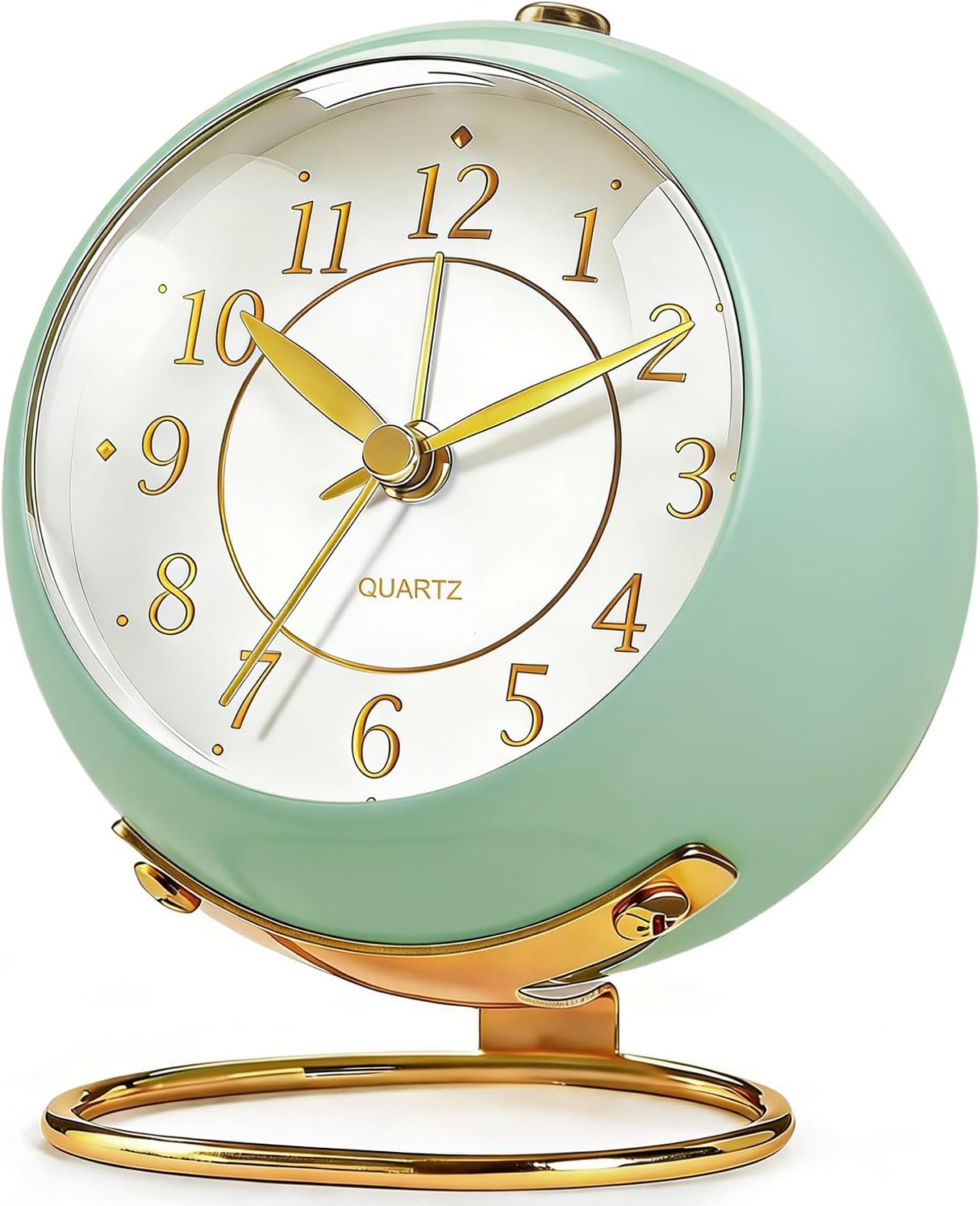 Analog Alarm Clock, Retro Small Desk Clock with Night Light, Backlight Cute Simple Design, Silent Non-Ticking, Battery Powered, Clock for Bedroom,Travel,Kitchen,Bedside Desktop Decor