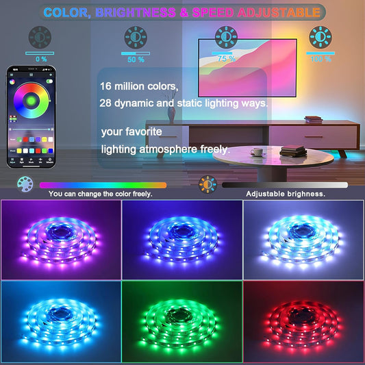 LED Strip Light Motion Sensor Under Bed Lights 9.84FT RGB,Remote/APP Control,Dimmable,Music Sync,Auto-Off Timer,Motion Activated Led TV Night Light for Bed Stair Cabinet Party Computer Desk