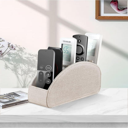Pu Leather TV Remote Control Holder with 5 Compartments,Remote Caddy/Tray | Bedside Table Desk Storage Box/Organizer for Pen,DVD,Blu-Ray,Media Player,Heater Controller,Cosmetics,Glasses,Office Supplies