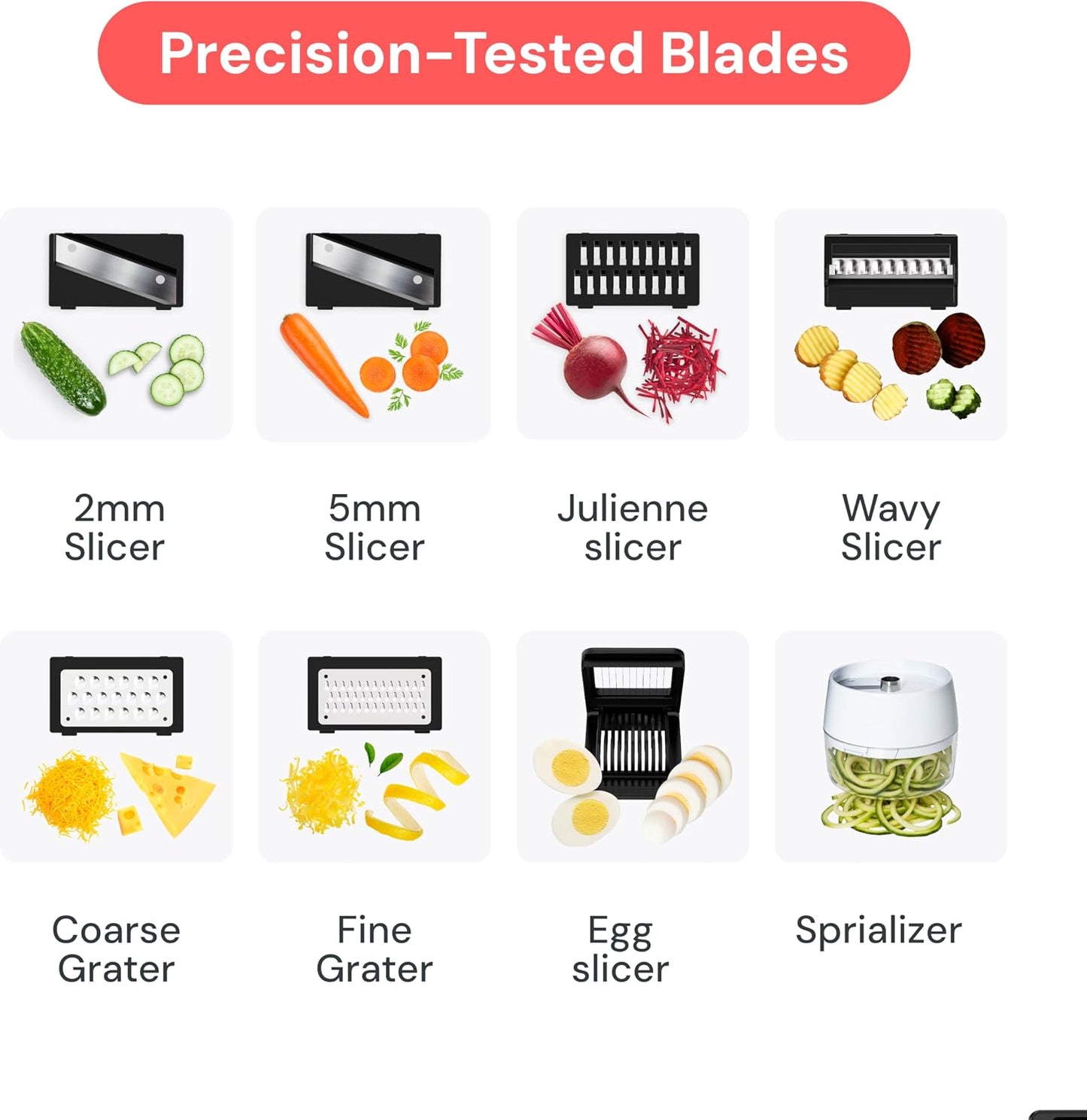 Fullstar Pro Mandoline Vegetable Slicer, Grater & Spiralizer with Container | 6 in 1 Fruit Cutter, Cheese Grater & Spiralizer with Safety Gloves, Stainless Steel Blades & Container (Black)