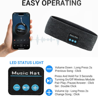 Sleep Headphones Bluetooth Headband, Sports Headband Headphones with HD Stereo Speakers, Wireless Sleeping Headphones for Workout, Travel, Meditation Unique Gifts(Heather Gray)