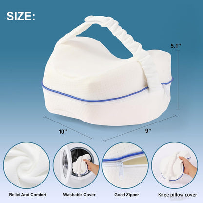 Knee Pillow for Side Sleepers Leg Memory Foam Pillow Side Sleeping Soothing Relief for Back, HIPS, Knees, Joints, Nerves and Muscle Discomfort Relief (Grey, Small)