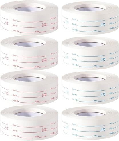 2 Rolls 1000 Pieces Removable Food Labels, 1 x 2 Inch | Date Stickers for Freezer, Refrigerator Food Containers - Easy to Write