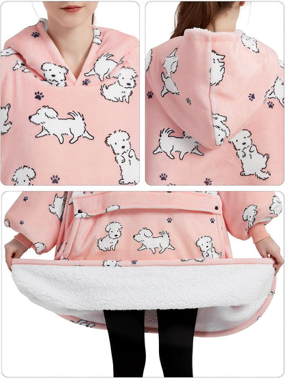 Wearable Blanket Hoodie for Adults With Pocket Strawberry Hoodie | Sherpa, Fuzzy Blanket Hoodie, Oversized Sweatshirt Blanket, Kangaroo Pouch, Cute Birthday Gifts for Sister, Cute Stuff