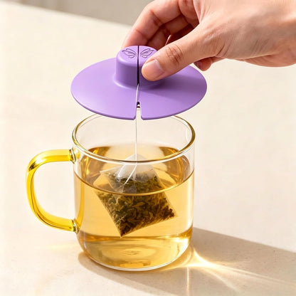 Silicone Tea Bag Holder for Mug to Prevent String Slipping, Light Green Tea Bag Squeezer Cover Lid, Reusable Teacup Steeping Accessory