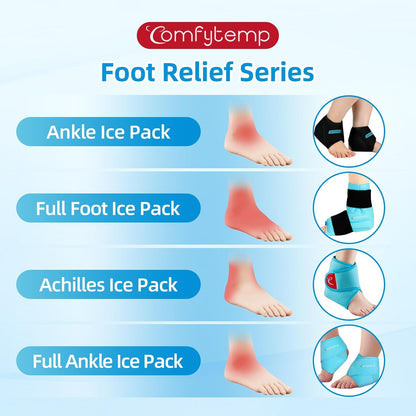 Comfytemp Ankle Ice Pack Wrap for Plantar Fasciitis, Swelling, Foot Pain Relief, FSA Eligible HSA, Gel Packs for Injuries Reusable, Hot Cold Compress for Achilles Tendonitis, Sprained Ankles, 2 Packs