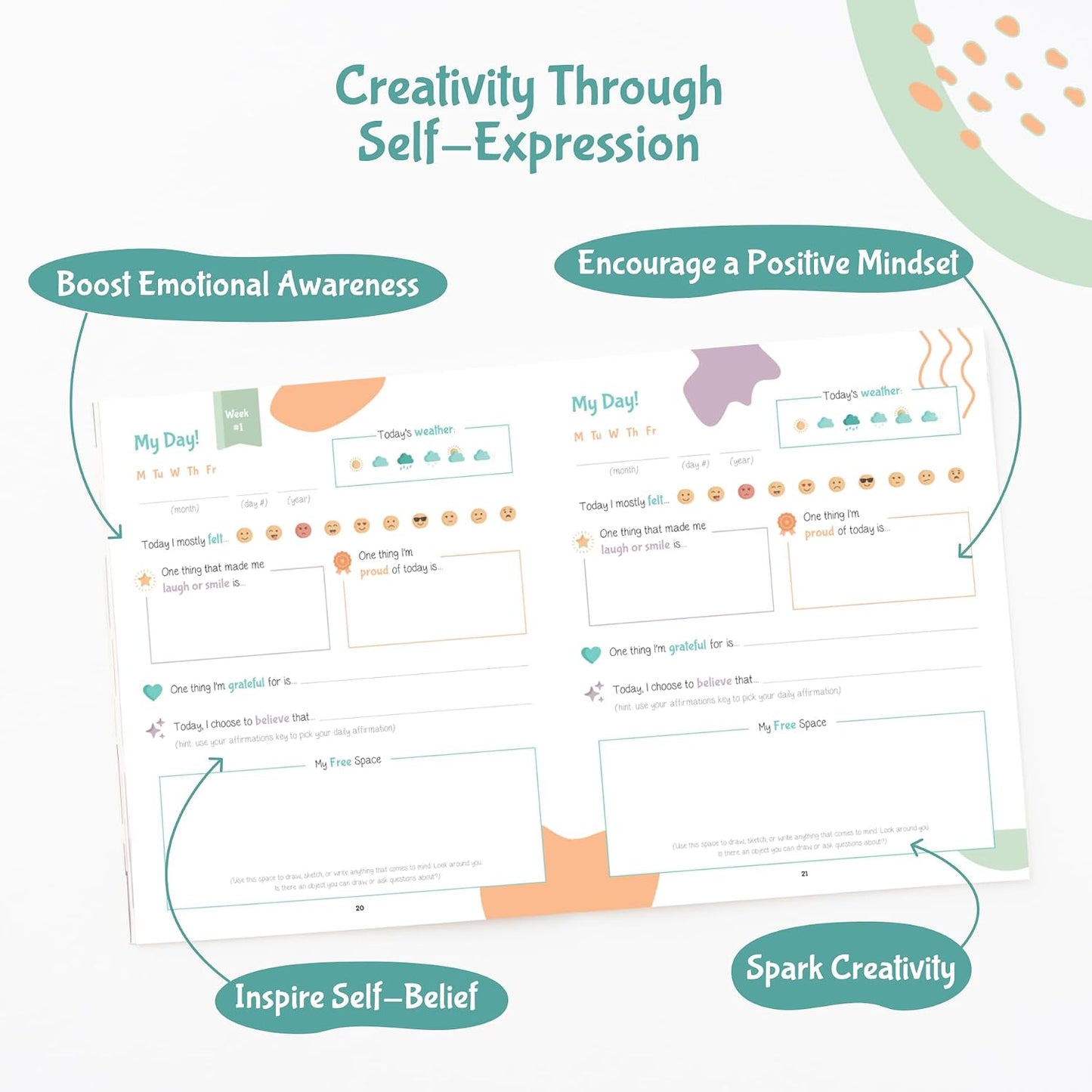 Sonder Kids Wellness Gratitude Journal - Kids Journal for Girls and Boys, Hands-On Activities like Crosswords, Coloring and Nature Prompts, Undated, Ages 6-12, 56 pages