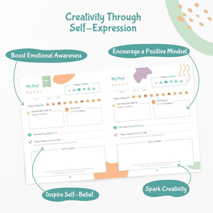 Sonder Kids Wellness Gratitude Journal - Kids Journal for Girls and Boys, Hands-On Activities like Crosswords, Coloring and Nature Prompts, Undated, Ages 6-12, 56 pages