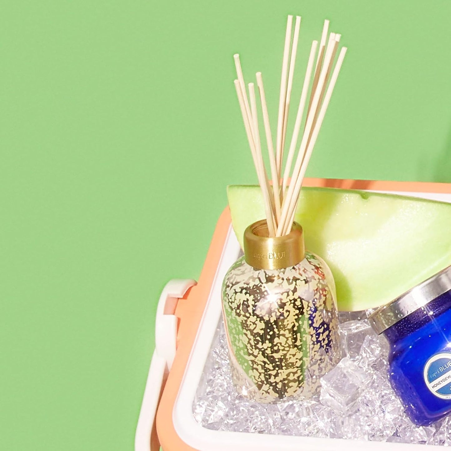 Capri Blue Reed Diffuser - Reed Diffuser Set Includes Scented Oil, Sticks, and Mercury Iridescent Glass Bottle - Home Decor Room Fresheners - Volcano (5.7 fl oz)
