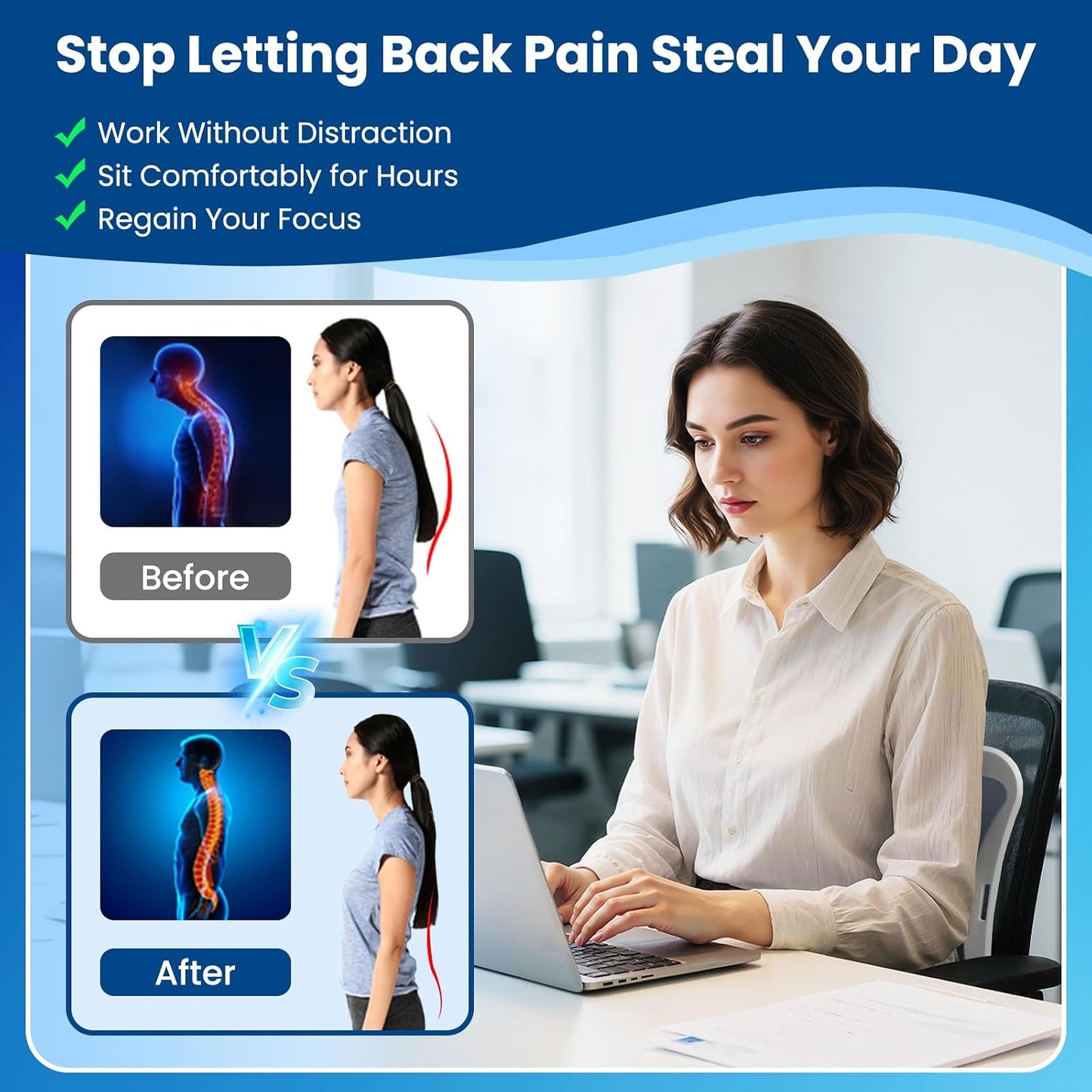 Adjustable Back Stretcher for Lower Back Pain Relief | Lumbar Back Board, Back Cracking Device for Scoliosis, Spinal Decompression, Multi Level Back Massager for Posture Improve