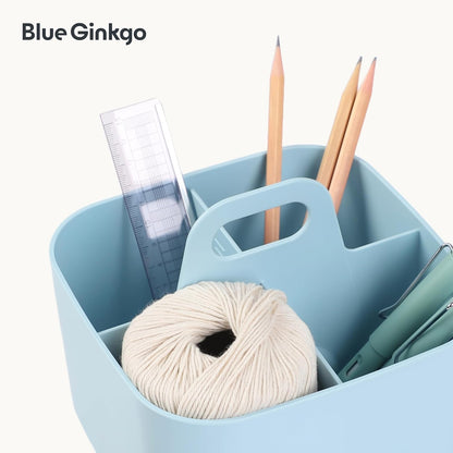BLUE GINKGO Stackable Organizer Caddy, Rectangle, White, Made in Korea | Portable. Adjustable. Home, Office & School Storage.