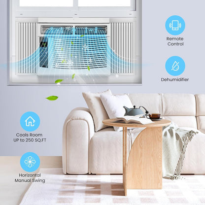 10000 BTU Portable Air Conditioner, 3 In1 Cooling Dehumidifier Fan, Quiet Fast Cooling, 4 Way Swing, LED Display, Remote, 24H Timer, 360° Wheels, Window Kit, Cools Rooms Up to 450 Sq.ft