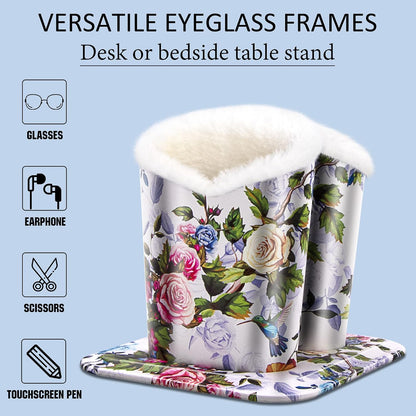 bvya Double Eyeglasses Holder Plush Lined Stand Glasses Protective Holder