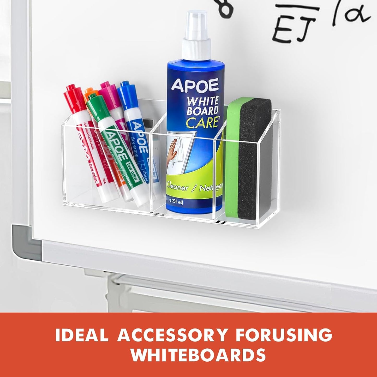 Magnetic Dry Erase Marker Holder for Whiteboard, Fridge, Classroom | Acrylic Magnet Pen Holder for Office, Refrigerator, Whiteboard Maker Holder for Teacher, Locker Organizer Accessories(Clear)