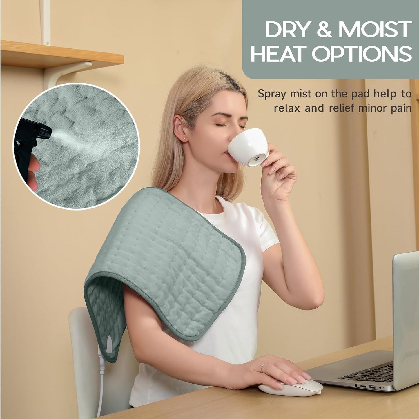 Heating Pad for Period Cramps, Heating Pad for Back/Neck/Shoulder Muscle Pain, 6 Heating&4 Timer Setting, Auto Shut Off, Dry/Moist Heat & Machine Washable, Gray Birthday Christmas Gifts for Women Mom