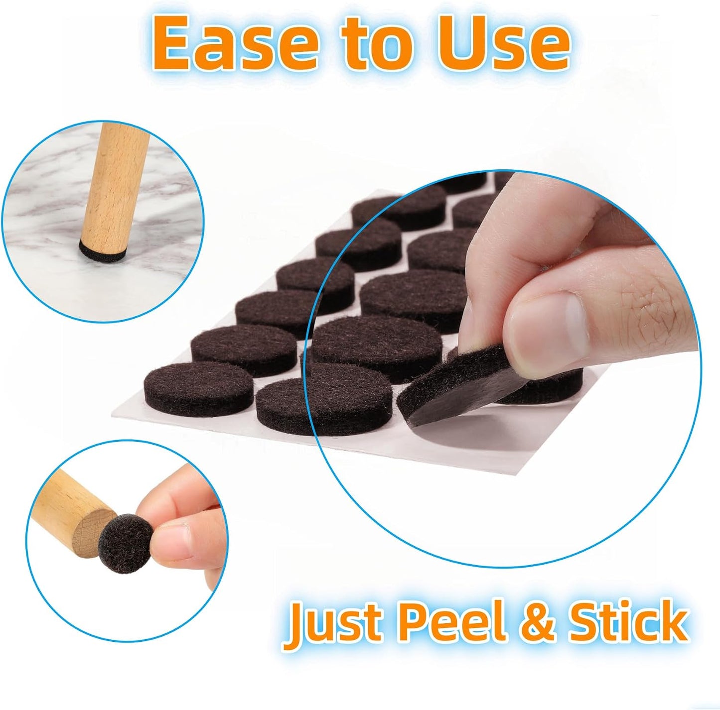 Felt Pads Small 3/8" Felt Pads for Cabinet Doors Bumpers, Cabinet Cushion Dots Felt Cabinet Door Stops, Self Adhesive Thick Bumper Pads to Protect Surfaces -Anti Scratch 234 Pcs Round Brown