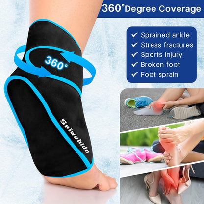 Ankle Ice Pack Wrap for Heel Swelling Pain Relief Reusable Gel Hot Cold Compress for Achilles Tendonitis Plantar Fasciitis, Post-Surgery, Sports Injury(1pcs,Blue)