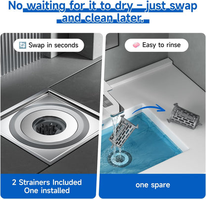 1.25"-2.6" Shower Drain Hair Catcher, Magnetic Floor Drain Stopper(1 Pack) | with Spare Filter Odor-Sealing Drain Plug with Auto-Closing Valve
