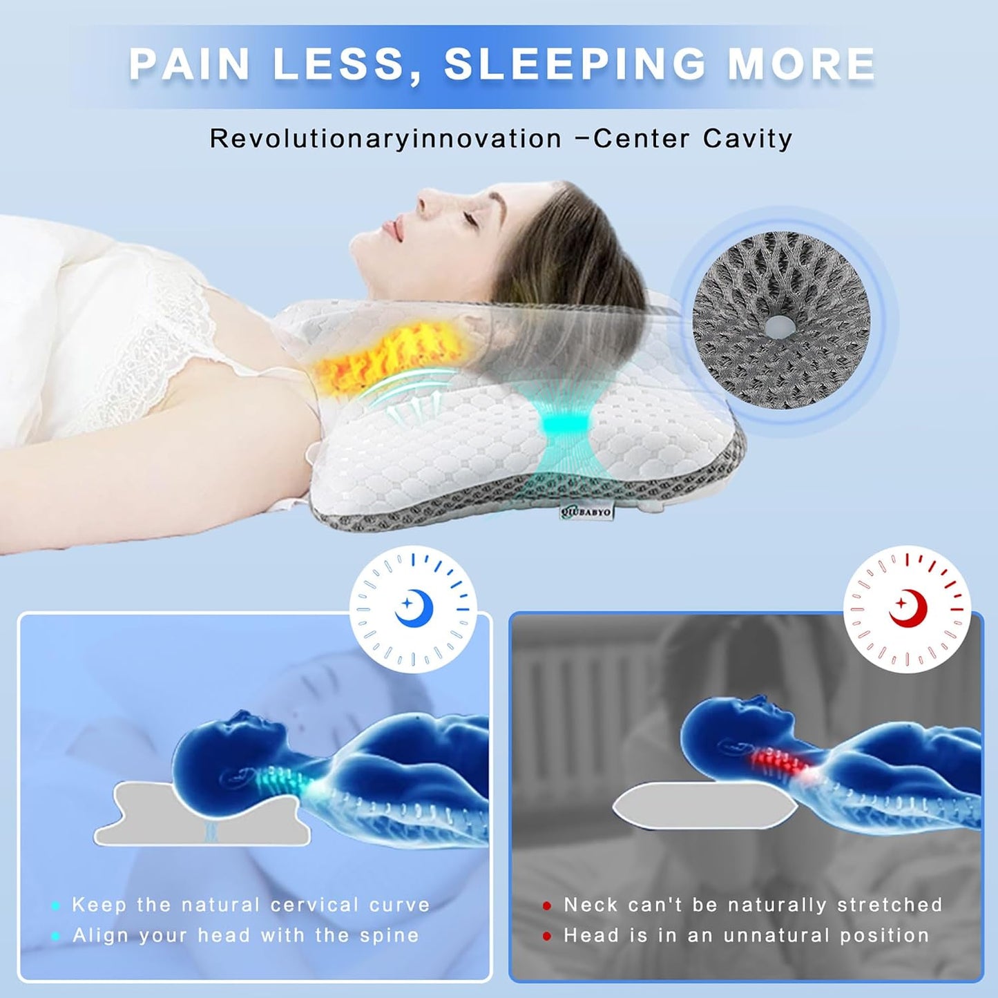 Pain Relief Cervical Pillow for Neck Support, Adjustable Ergonomic Pillow | Cozy Sleeping, Odorless Orthopedic Memory Foam Pillow, Contour Bed Pillow for Side Back Stomach Sleeper
